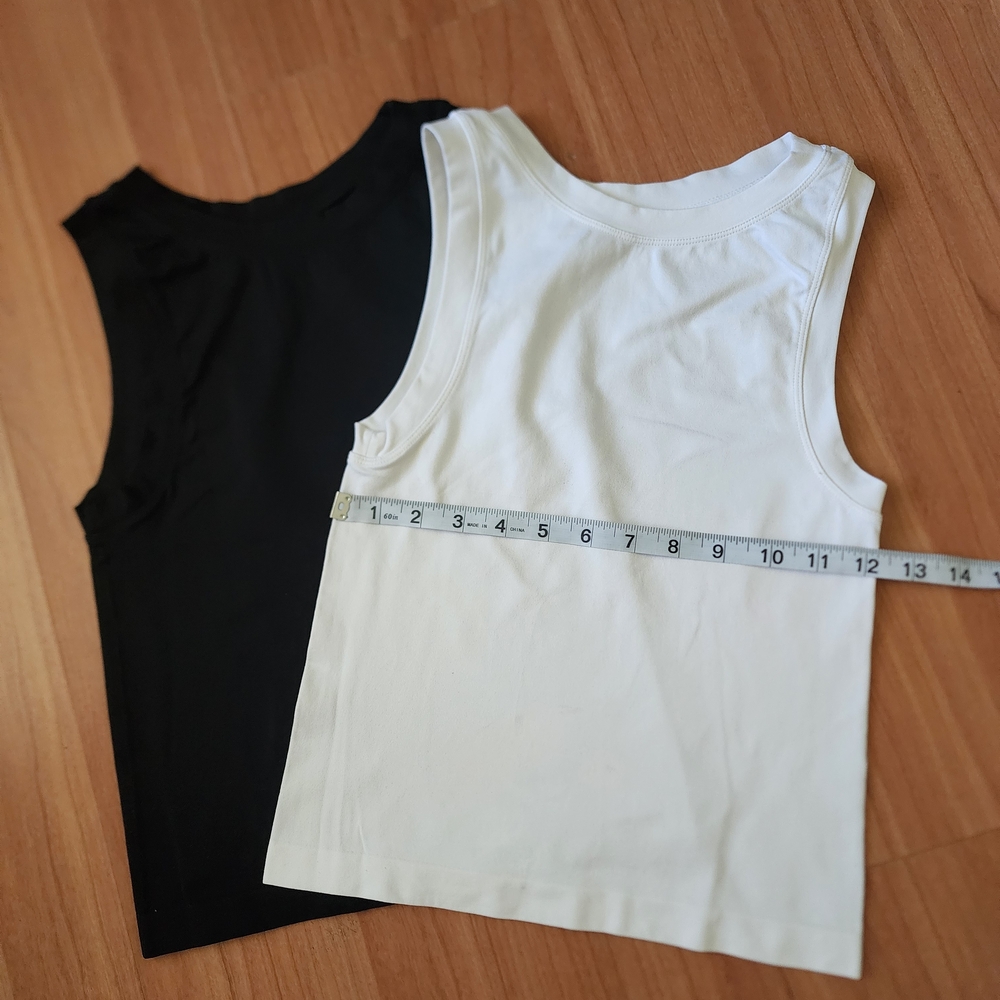 Aura Black Ribbed Tank Top with White Logo Print - Picture 8 of 8